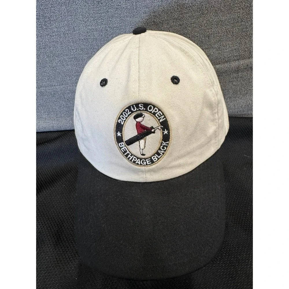 Vintage 2002 U.S. Open Bethpage Black Adjustable Strapback Golf Hat Cap PGA Tour